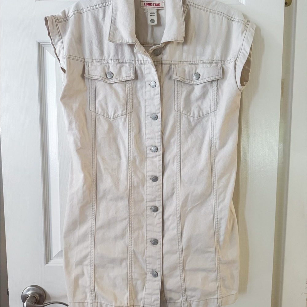 Vintage Lone Star Sleeveless Denim Vest/Shirt Dress,100% cotton,ptp 20, L